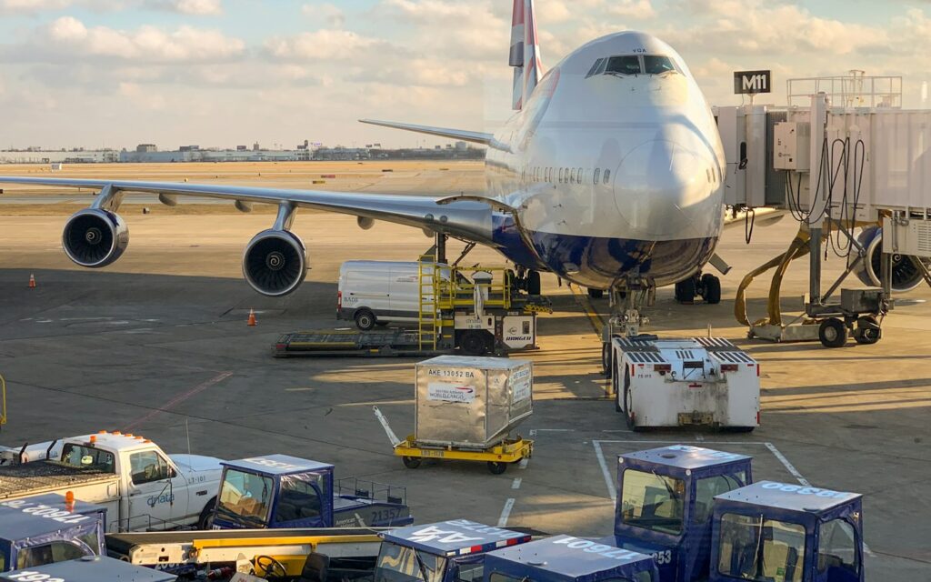 Cargo being loaded onto a jet at the airport