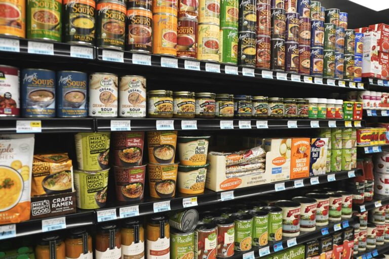 Stocked retail store shelves